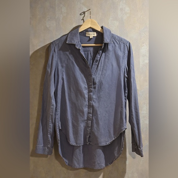 cloth & stone Tops - Cloth & Stone Steel Blue Button Down Tencel Shirt - XS